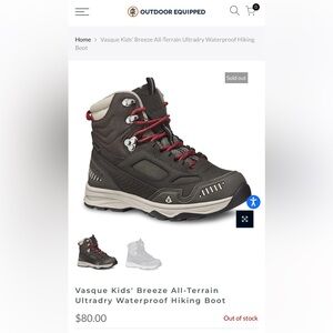 Vasque Kids' Breeze Hiking Boot - Gray and Red. Boys size 6